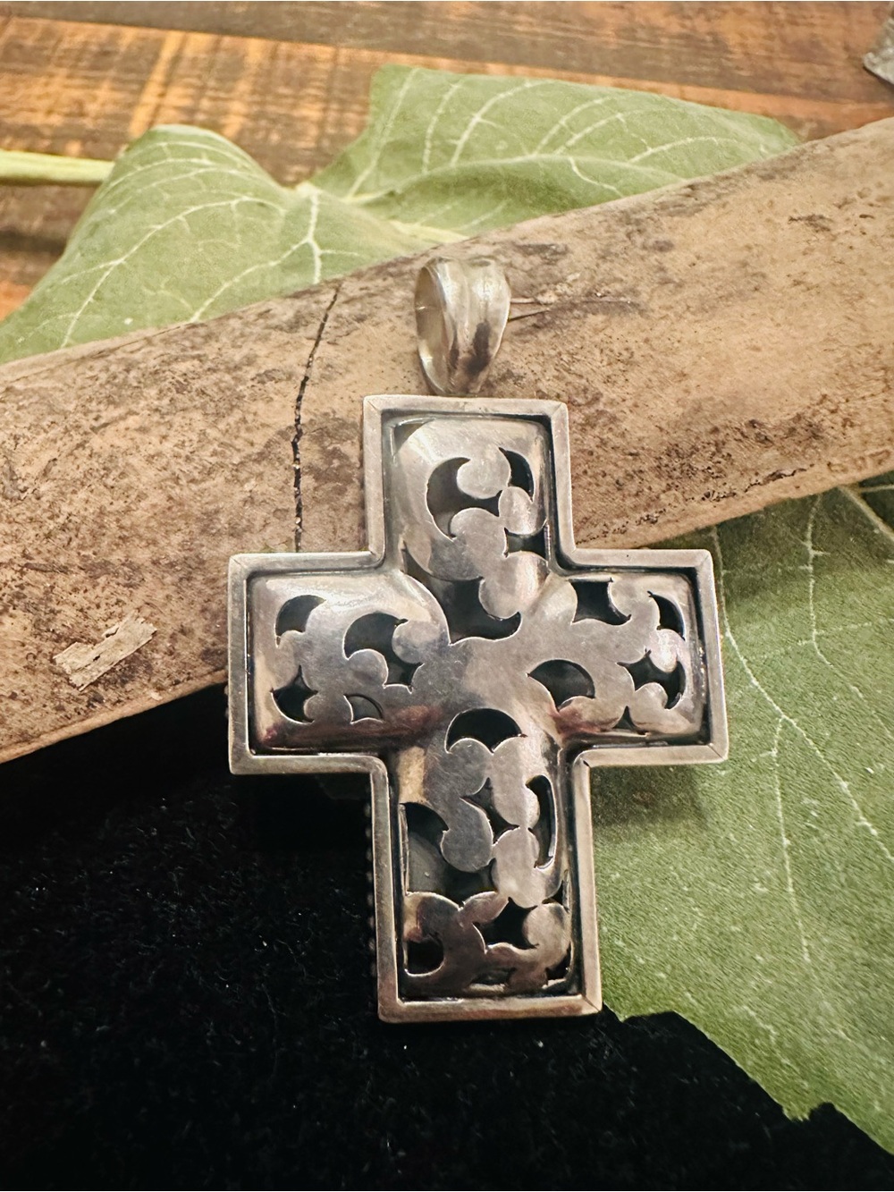 Sterling Silver Cross Pendant - Blackened Silver Finish